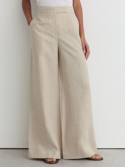 Reiss Kit Linen Wide Leg Trousers, Neutral, Neutral