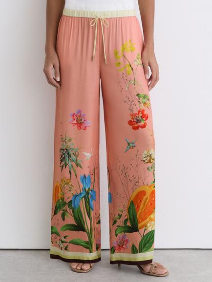 Reiss Petite Milos Printed Trousers, Pink, Pink