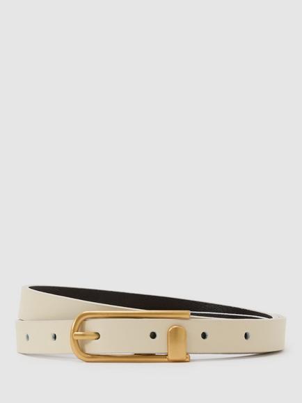 Reiss Iris Mini Leather Belt, Stone, Stone