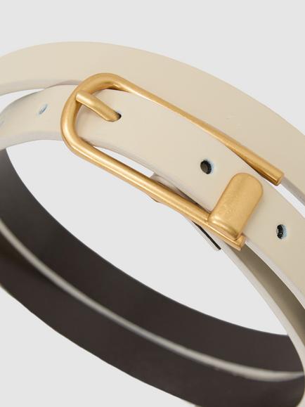 Reiss Iris Mini Leather Belt, Stone - view 2, Stone