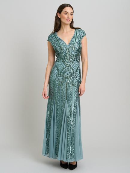 Gina Bacconi Mimsy Beaded Maxi Dress, Sea Mist, Sea Mist