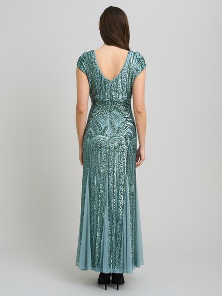 Gina Bacconi Mimsy Beaded Maxi Dress, Sea Mist - view 2, Sea Mist