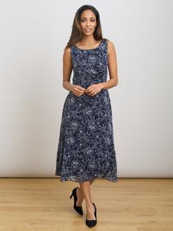 Gina Bacconi Floral Sleeveless Dress, Navy, Navy