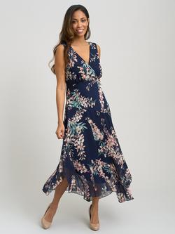 Gina Bacconi India V-Neck Floral Dress, Navy, Navy