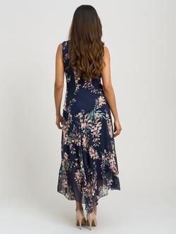 Gina Bacconi India V-Neck Floral Dress, Navy - view 2, Navy
