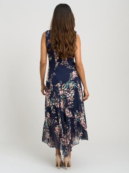 Gina Bacconi India V-Neck Floral Dress, Navy - view 2, Navy