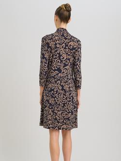 Gina Bacconi Floral Mock Dress & Jacket Set, Navy/Beige - view 2, Navy/Beige