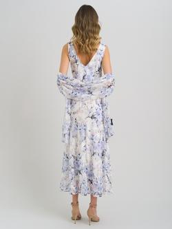 Gina Bacconi Yana Floral Dress & Scarf Set, Ivory/Multi - view 2, Ivory/Multi