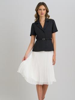 Gina Bacconi Shelley Split Pleat Dress, Black/White, Black/White
