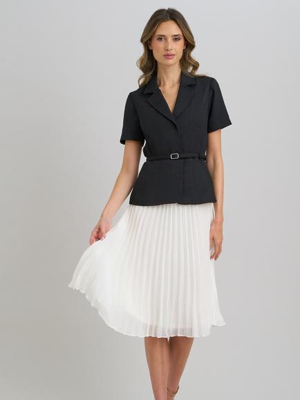 Gina Bacconi Shelley Split Pleat Dress, Black/White, Black/White