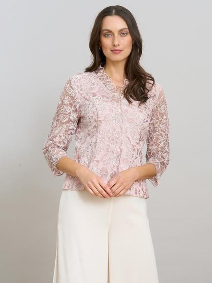Gina Bacconi Swirl Lace Top, Shell, Shell