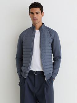 Reiss Freddie Quilted Hybrid Jacket, Airforce Blue