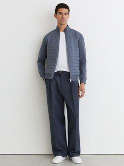Reiss Freddie Quilted Hybrid Jacket - view 2, Airforce Blue