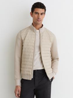 Reiss Freddie Quilted Hybrid Jacket - view 2, Light Stone