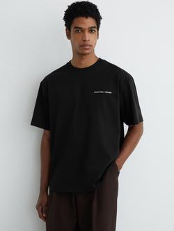 Reiss Casa Logo Relaxed Cotton T-Shirt, Black, Black