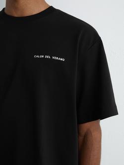 Reiss Casa Logo Relaxed Cotton T-Shirt, Black - view 2, Black