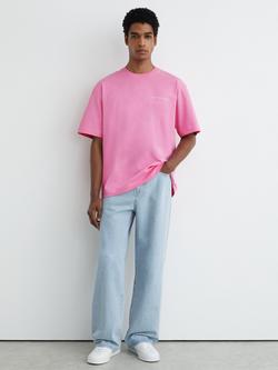 Reiss Casa Cotton Logo Short Sleeve Relaxed T-Shirt, Pink, Pink