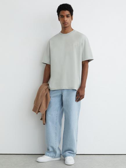 Reiss Casa Logo Relaxed Cotton T-Shirt, Sage