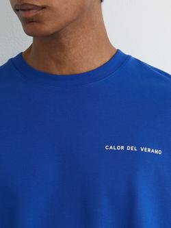 Reiss Palma Cotton Logo Long Sleeve Relaxed T-Shirt, Bright Blue - view 2, Bright Blue