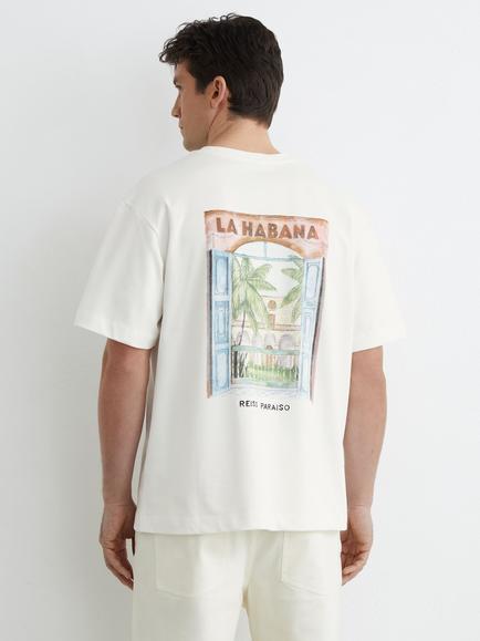 Reiss Paraiso Cotton Palm Print Relaxed Fit T-Shirt, White - view 2, White