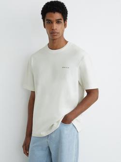 Reiss Splash Cotton Dive Print Relaxed Fit T-Shirt, White, White
