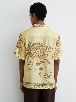 Reiss Camino Palm Print Cuban Collar Shirt - view 2, Yellow