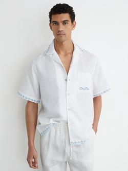 Reiss Cubana Cotton Rich Revere Collar Shirt, White, White