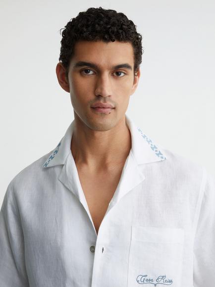 Reiss Cubana Cotton Rich Revere Collar Shirt, White - view 2, White