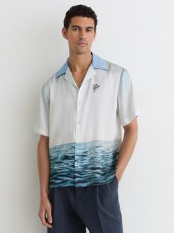 Reiss Dive Button Through Short Sleeve Shirt, Soft Blue, Soft Blue