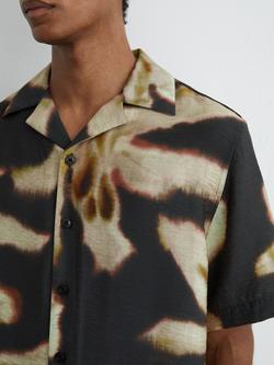 Reiss Springs Graphic Floral Print Short Sleeve Shirt - view 2, Black