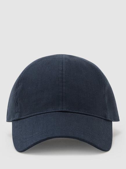 Reiss Lucas Linen Baseball Cap, Navy