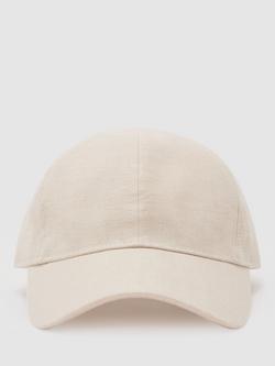 Reiss Lucas Linen Baseball Cap, Stone