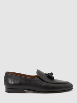 Reiss Harry Leather Loafers, Black, Black