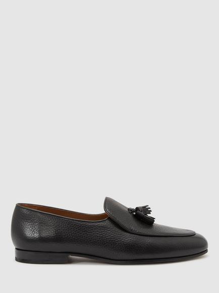 Reiss Harry Leather Loafers, Black, Black