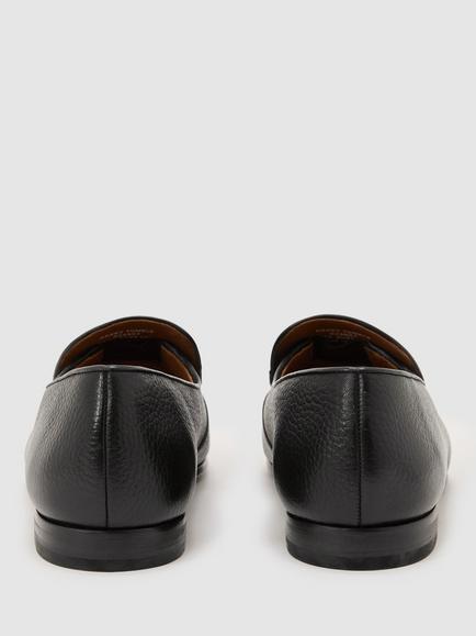 Reiss Harry Leather Loafers, Black - view 2, Black