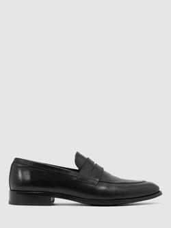 Reiss Peter Leather Formal Saddle Loafers, Black, Black