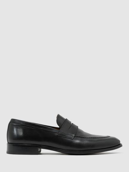 Reiss Peter Leather Formal Saddle Loafers, Black, Black