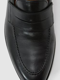 Reiss Peter Leather Formal Saddle Loafers, Black - view 2, Black