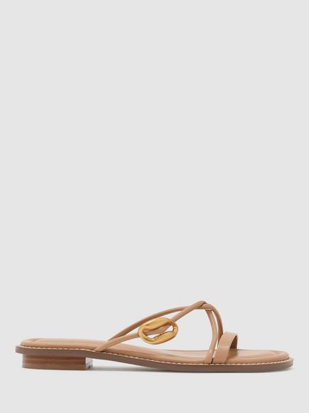 Reiss Raina Leather Twist Strap Sandals, Natural, Natural