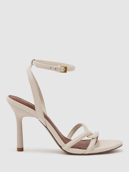 Reiss Annabelle Leather Link Strap Stiletto Heel Sandals, White