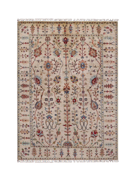Gooch Luxury Sultani Palace Hand Knotted Pure Wool Rug, Ivory