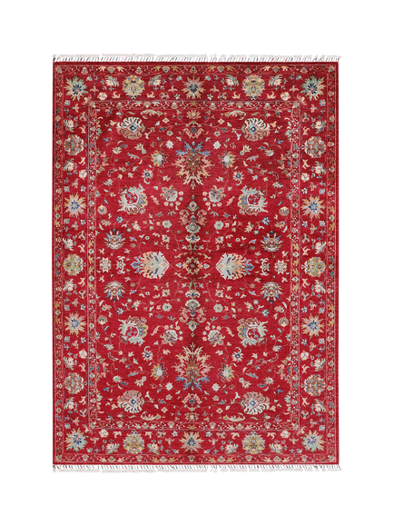 Gooch Luxury Sultani Regal Hand Knotted Pure Wool Rug, Red