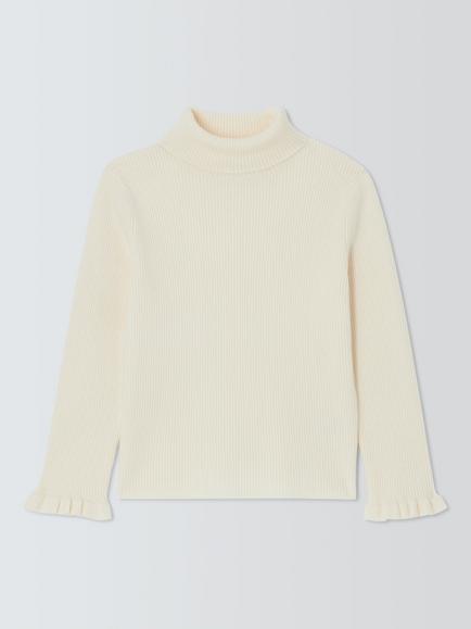 John Lewis Kids' Roll Neck Jumper, Cream, Cream