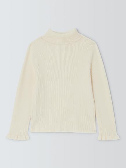 John Lewis Kids' Roll Neck Jumper, Cream - view 2, Cream