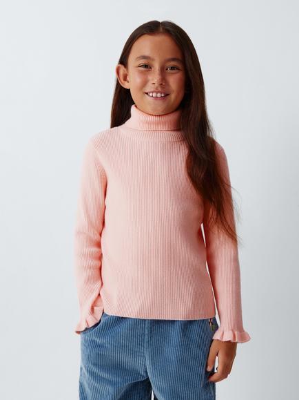 John Lewis Kids' Roll Neck Jumper, Pink, Pink