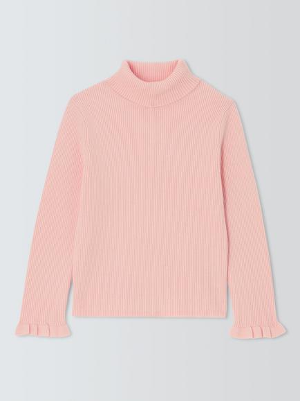 John Lewis Kids' Roll Neck Jumper, Pink, Pink