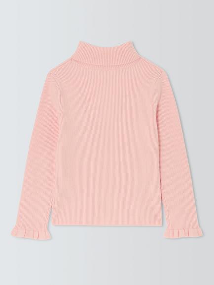 John Lewis Kids' Roll Neck Jumper, Pink - view 2, Pink