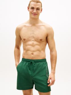 Tommy Hilfiger Original Logo Mid Length Swim Shorts, Dark Green, Dark Green
