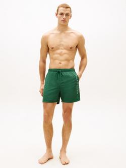 Tommy Hilfiger Original Logo Mid Length Swim Shorts, Dark Green - view 2, Dark Green
