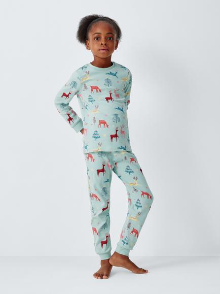 John Lewis Kids' Reindeer Pyjamas, Multi - view 2, Multi